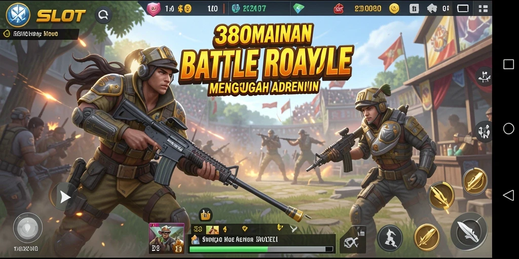 Screenshot dari gameplay Battle Royale di 380SLOT menunjukkan intensitas pertempuran yang mendebarkan.