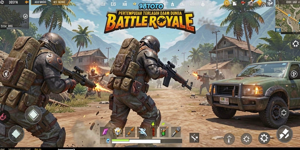 Screenshot gameplay 98TOTO yang menampilkan aksi seru Battle Royale.