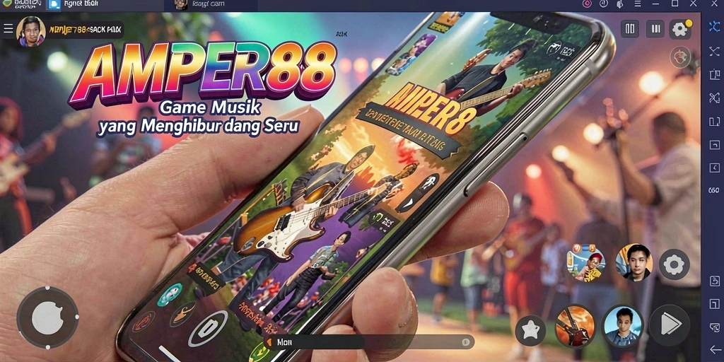Tangkapan layar utama AMPER88 menampilkan gameplay seru dalam permainan musik.