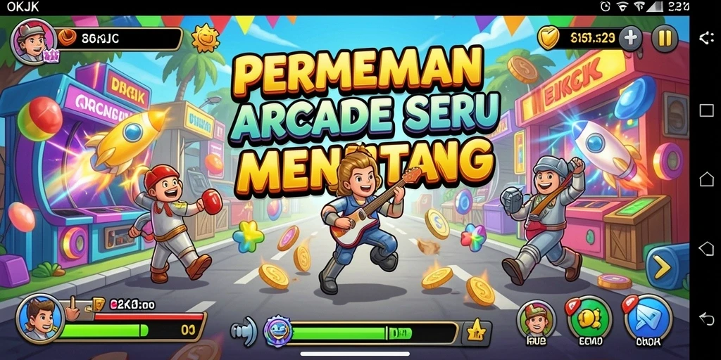 Screenshot gameplay OKJK menampilkan aksi seru dalam permainan Arcade.