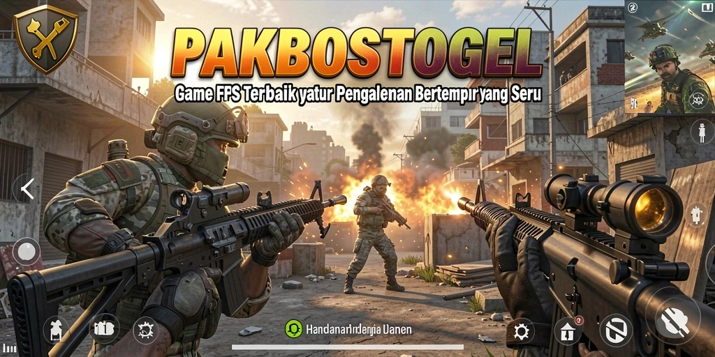 Tampilan gameplay PAKBOSTOGEL dengan aksi tembak-menembak seru.