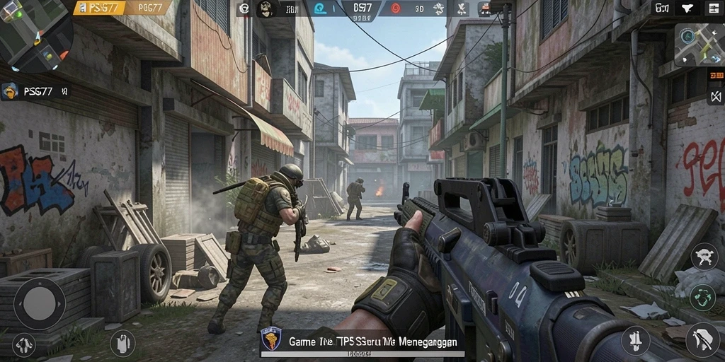 Screenshot gameplay PSG77 menampilkan aksi seru dalam pertempuran TPS.