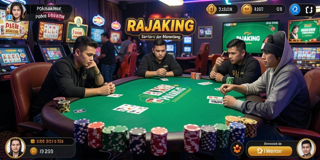 Screenshot RAJAKING menampilkan pemain sedang menikmati permainan Poker.