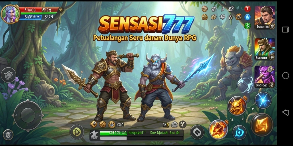 Screenshot menunjukkan aksi seru dalam game RPG SENSASI777.