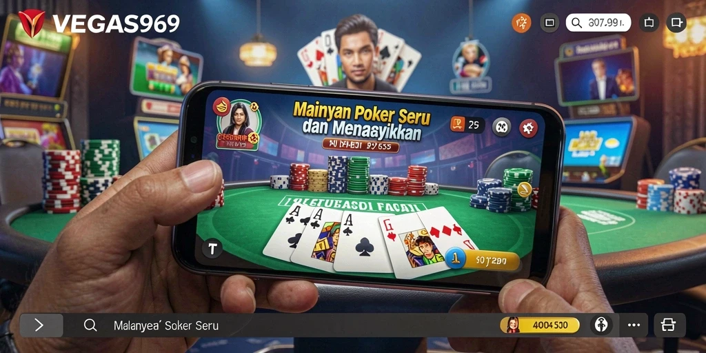 Screenshot menunjukkan pemain menikmati permainan Poker di VEGAS969.